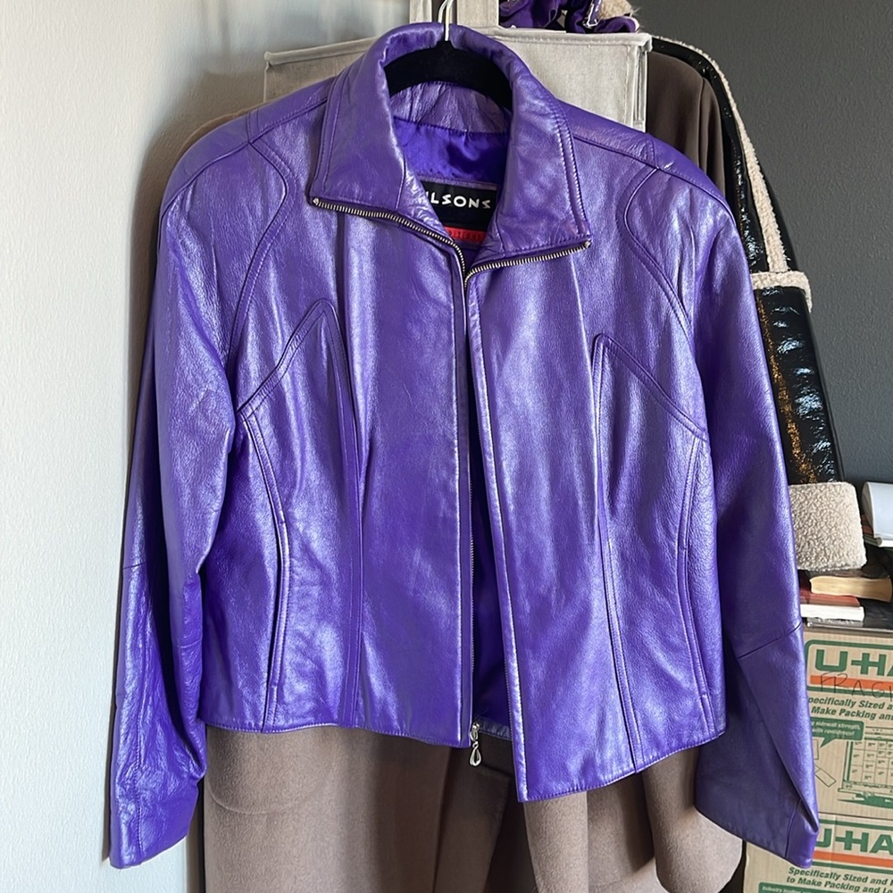 Wilson’s purple leather bomber jacket